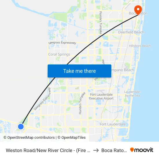 Weston Road/New River Circle - (Fire Station 83) to Boca Raton, FL map