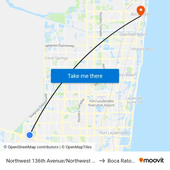 Northwest 136th Avenue/Northwest 3rd Street to Boca Raton, FL map