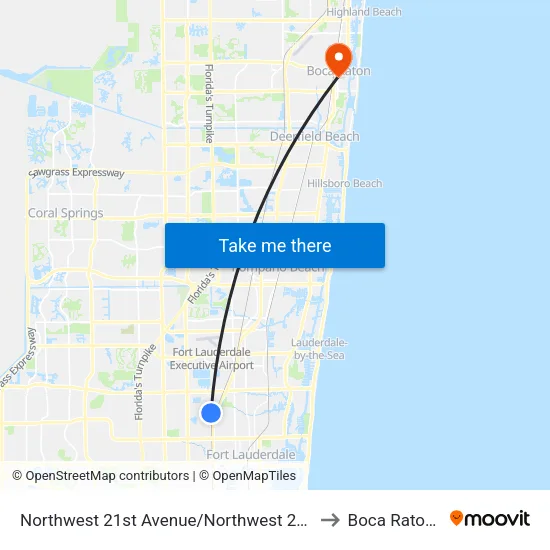 Northwest 21st Avenue/Northwest 20th Street to Boca Raton, FL map