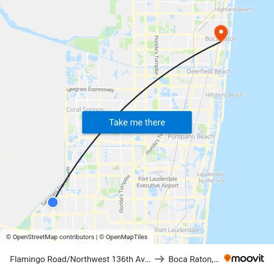 Flamingo Road/Northwest 136th Avenue to Boca Raton, FL map