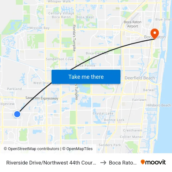Riverside Drive/Northwest 44th Court - (Publix) to Boca Raton, FL map