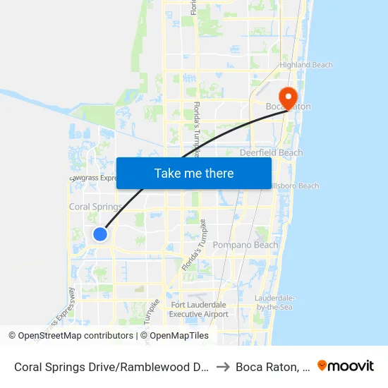 Coral Springs Drive/Ramblewood Drive to Boca Raton, FL map