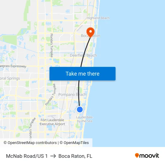 McNab Road/US 1 to Boca Raton, FL map