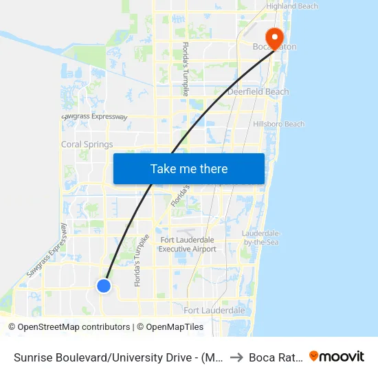 Sunrise Boulevard/University Drive - (Motorola Enterprise) to Boca Raton, FL map
