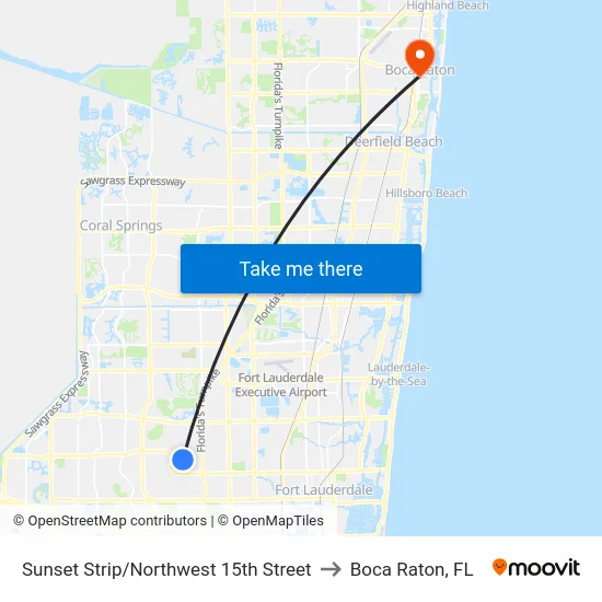 Sunset Strip/Northwest 15th Street to Boca Raton, FL map