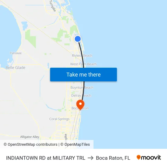 INDIANTOWN RD at MILITARY TRL to Boca Raton, FL map