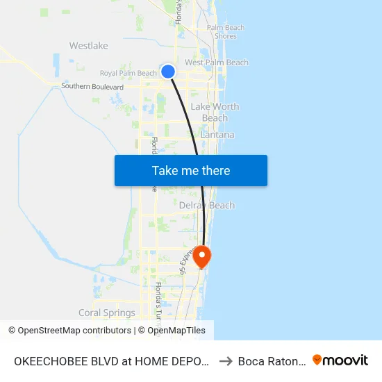 OKEECHOBEE BLVD at  HOME DEPOT MAIN to Boca Raton, FL map