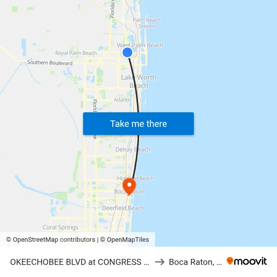 OKEECHOBEE BLVD at CONGRESS AVE to Boca Raton, FL map
