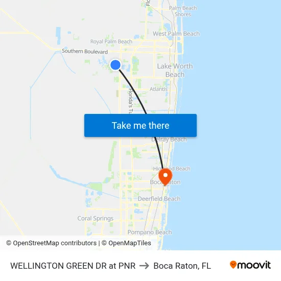 WELLINGTON GREEN DR at PNR to Boca Raton, FL map