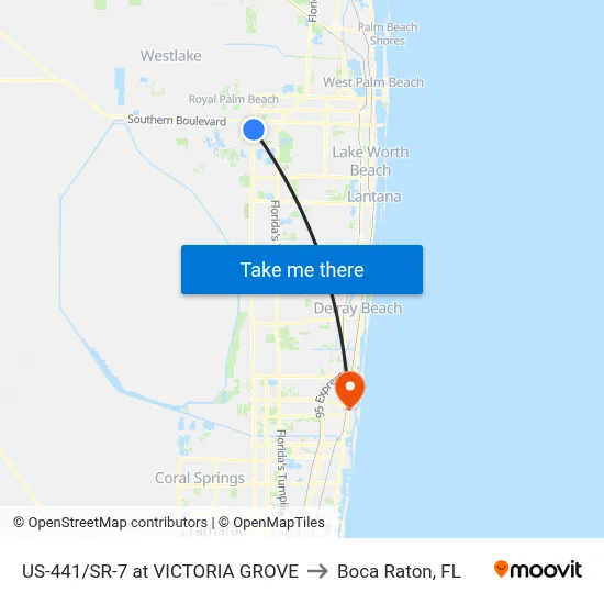 US-441/SR-7 at VICTORIA GROVE to Boca Raton, FL map