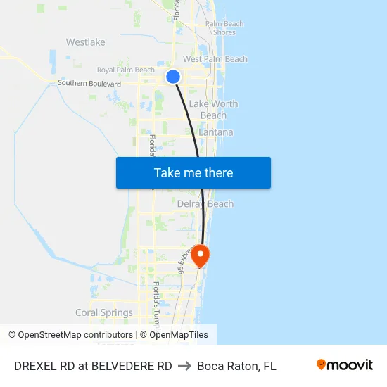 DREXEL RD at  BELVEDERE RD to Boca Raton, FL map