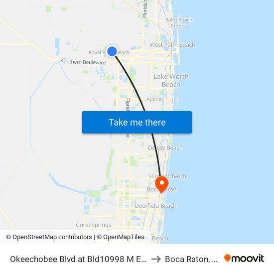 Okeechobee Blvd at Bld10998 M Ent to Boca Raton, FL map