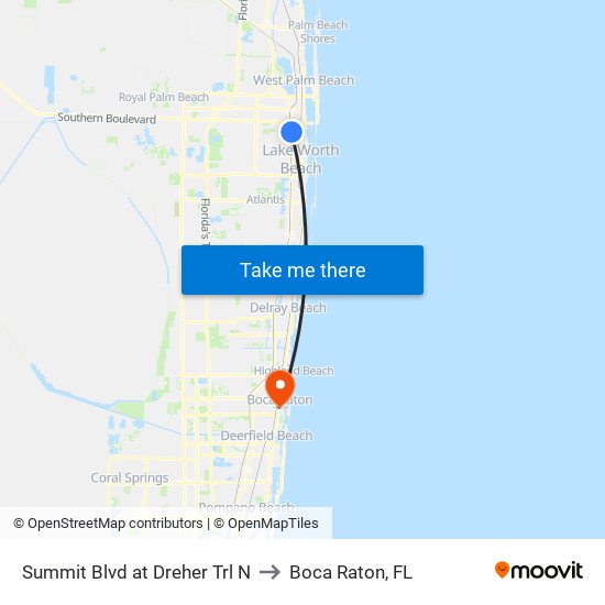 SUMMIT BLVD at  DREHER TRL N to Boca Raton, FL map