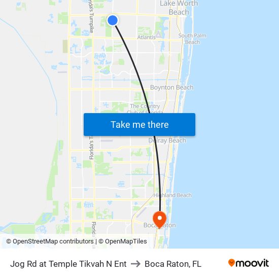 Jog Rd at Temple Tikvah N Ent to Boca Raton, FL map