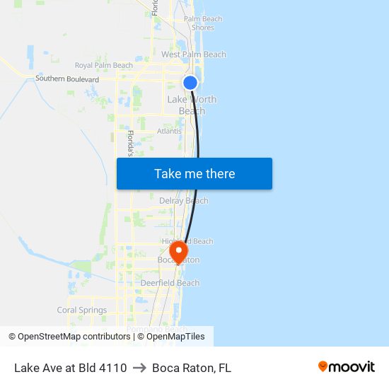 Lake Ave at Bld 4110 to Boca Raton, FL map