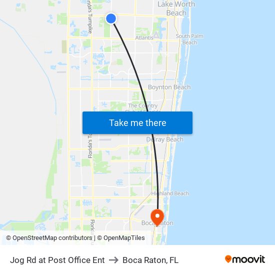 Jog Rd at  Post Office Ent to Boca Raton, FL map