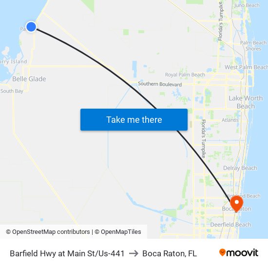 Barfield Hwy at Main St/Us-441 to Boca Raton, FL map