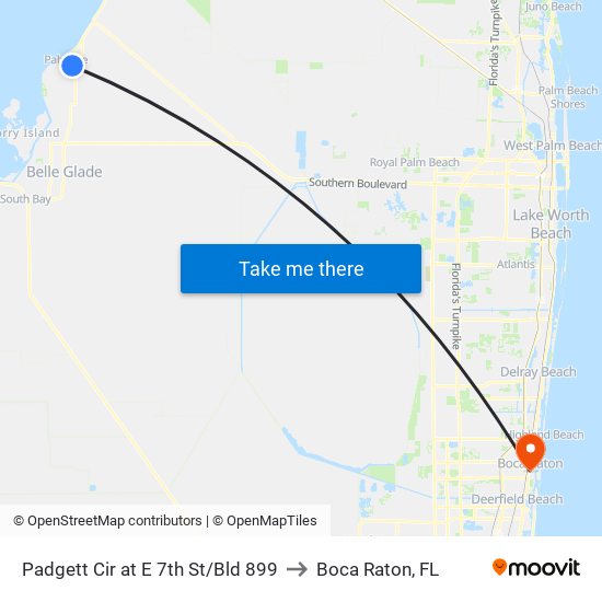 Padgett Cir at  E 7th St/Bld 899 to Boca Raton, FL map
