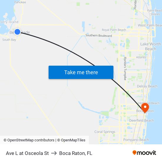 Ave L at Osceola St to Boca Raton, FL map