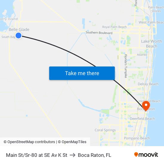 Main St/Sr-80 at SE Av K St to Boca Raton, FL map