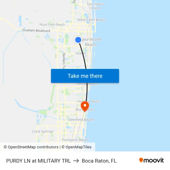 PURDY LN at  MILITARY TRL to Boca Raton, FL map