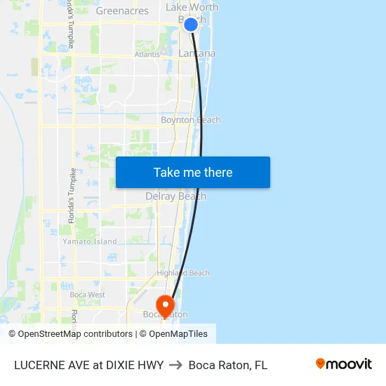 LUCERNE AVE at DIXIE HWY to Boca Raton, FL map