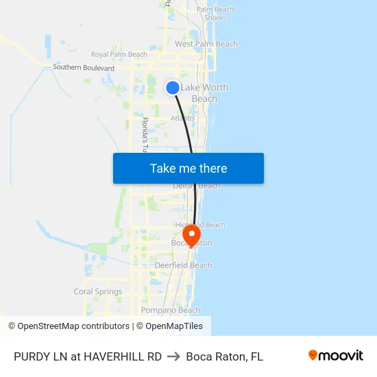 PURDY LN at  HAVERHILL RD to Boca Raton, FL map
