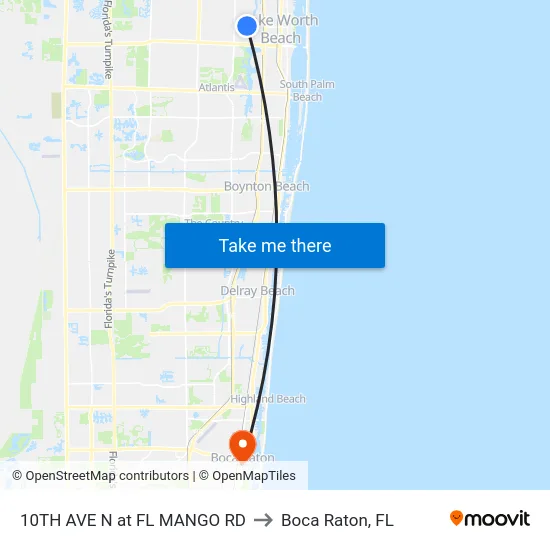10TH AVE N at  FL MANGO RD to Boca Raton, FL map