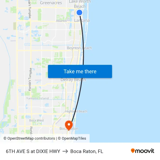6TH AVE S at DIXIE HWY to Boca Raton, FL map
