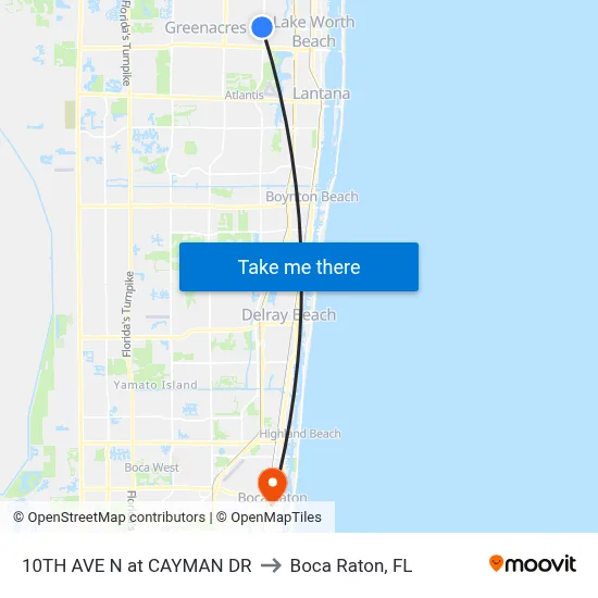 10TH AVE N at  CAYMAN DR to Boca Raton, FL map