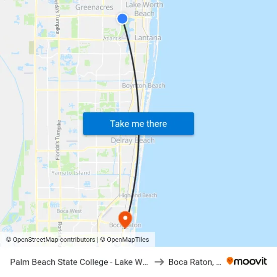 Palm Beach State College - Lake Worth to Boca Raton, FL map
