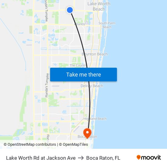 Lake Worth Rd at Jackson Ave to Boca Raton, FL map