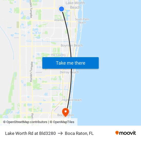 Lake Worth Rd at Bld3280 to Boca Raton, FL map