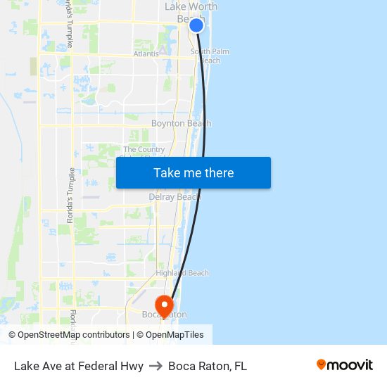 Lake Ave at  Federal Hwy to Boca Raton, FL map
