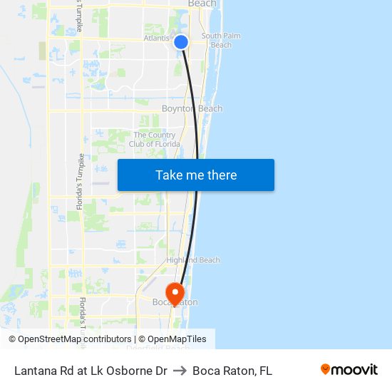 Lantana Rd at Lk Osborne Dr to Boca Raton, FL map