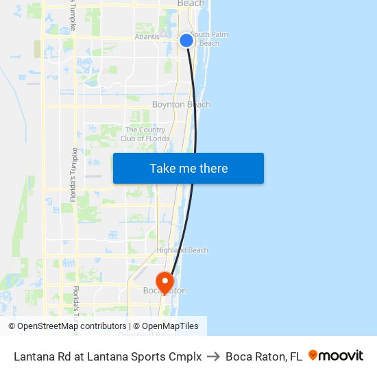 Lantana Rd at Lantana Sports Cmplx to Boca Raton, FL map