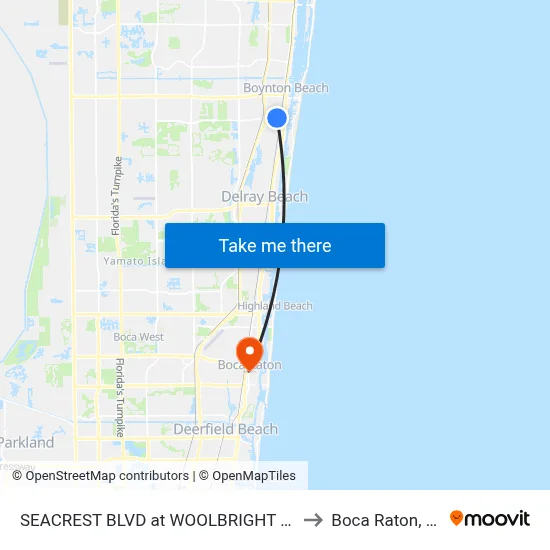 SEACREST BLVD at  WOOLBRIGHT RD to Boca Raton, FL map