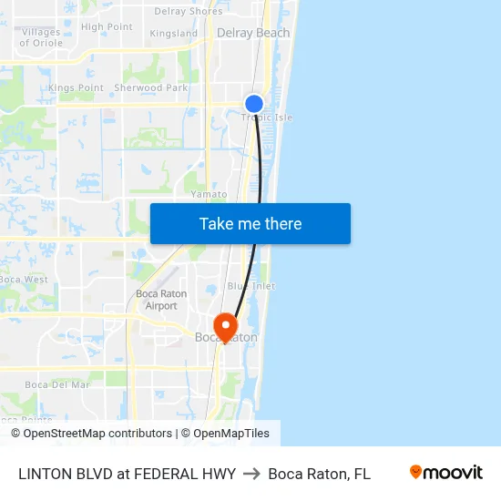 LINTON BLVD at  FEDERAL HWY to Boca Raton, FL map