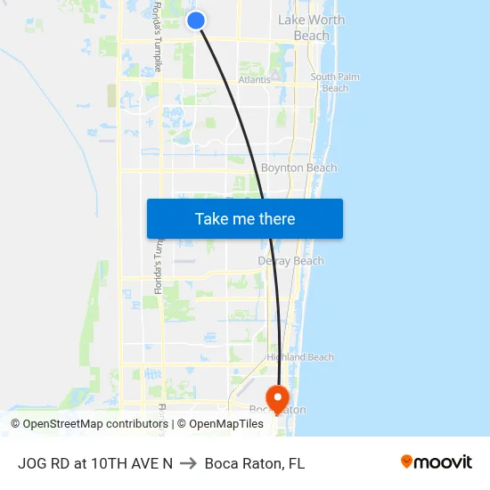 JOG RD at 10TH AVE N to Boca Raton, FL map