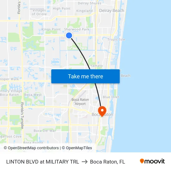 LINTON BLVD at MILITARY TRL to Boca Raton, FL map
