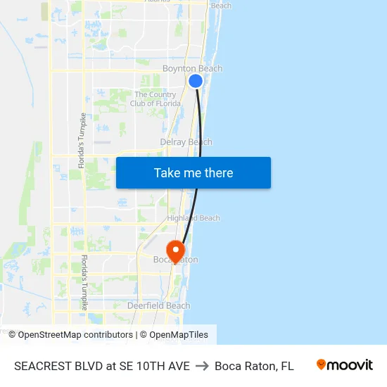 SEACREST BLVD at SE 10TH AVE to Boca Raton, FL map