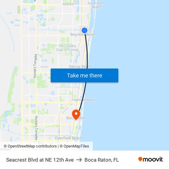 SEACREST BLVD at  NE 12TH AVE to Boca Raton, FL map