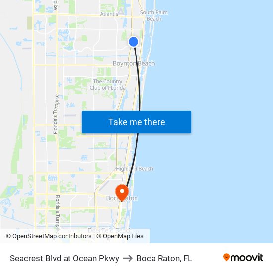 Seacrest Blvd at Ocean Pkwy to Boca Raton, FL map