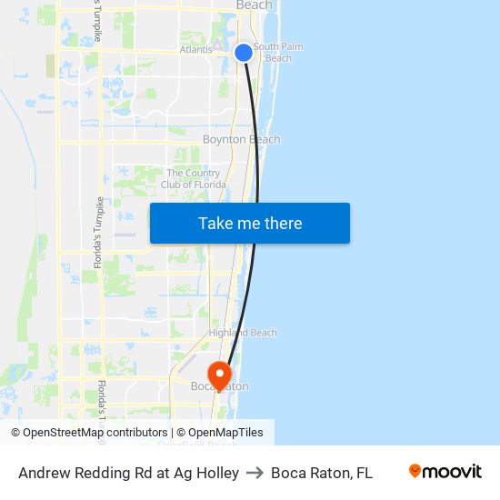 Andrew Redding Rd at Ag Holley to Boca Raton, FL map