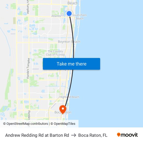 Andrew Redding Rd at Barton Rd to Boca Raton, FL map