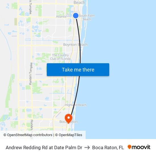 Andrew Redding Rd at Date Palm Dr to Boca Raton, FL map