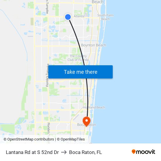 Lantana Rd at S 52nd Dr to Boca Raton, FL map