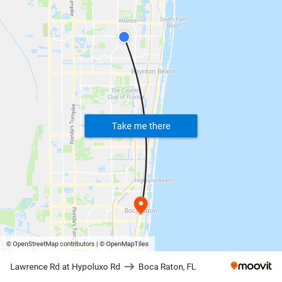 Lawrence Rd at Hypoluxo Rd to Boca Raton, FL map