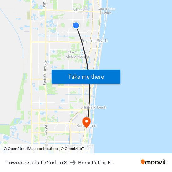 Lawrence Rd at 72nd Ln S to Boca Raton, FL map
