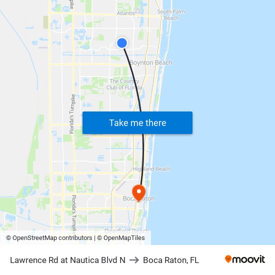 Lawrence Rd at  Nautica Blvd N to Boca Raton, FL map